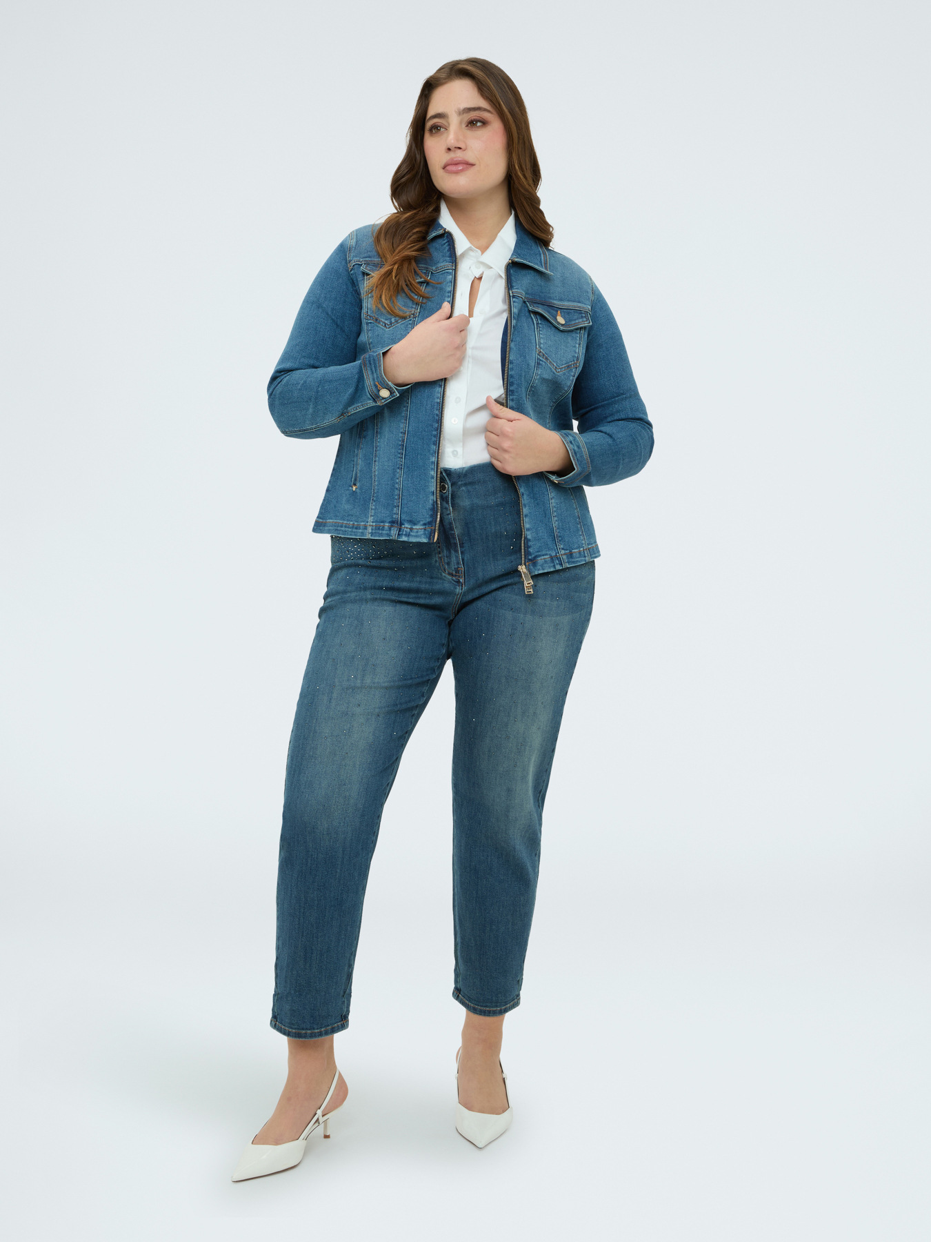 Giacca in denim con zip image number 2