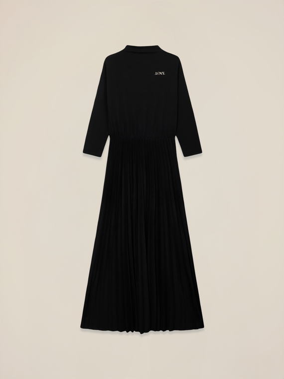 Vestito flare misto viscosa con spilla