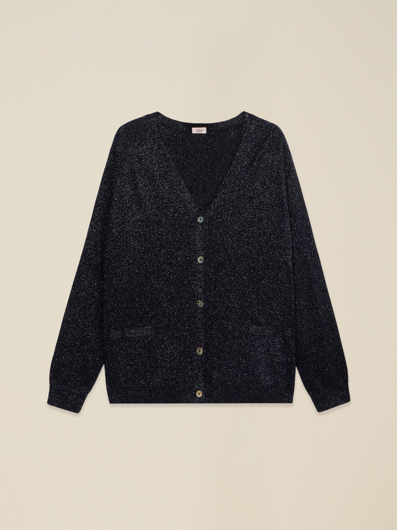 Cardigan lurex misto cashmere