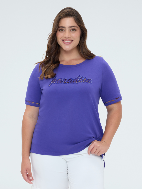 Cotton t-shirt with sequin lettering