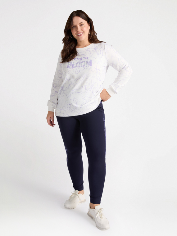 Geblümtes Sweatshirt mit Schriftzug