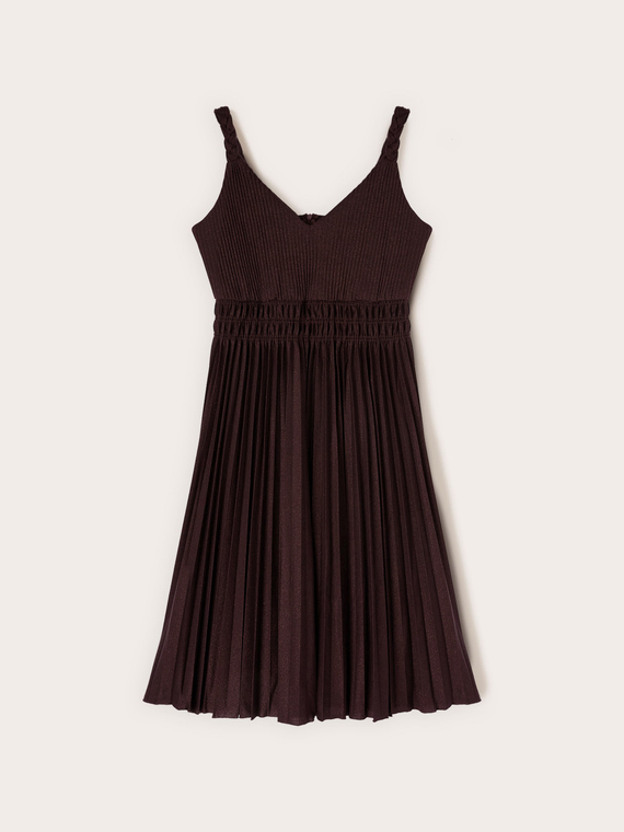 Geripptes Lurex-Jersey-Kleid
