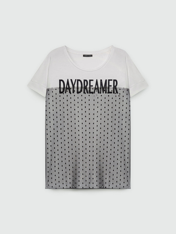 T-shirt in viscosa LENZING™ ECOVERO™ con tulle