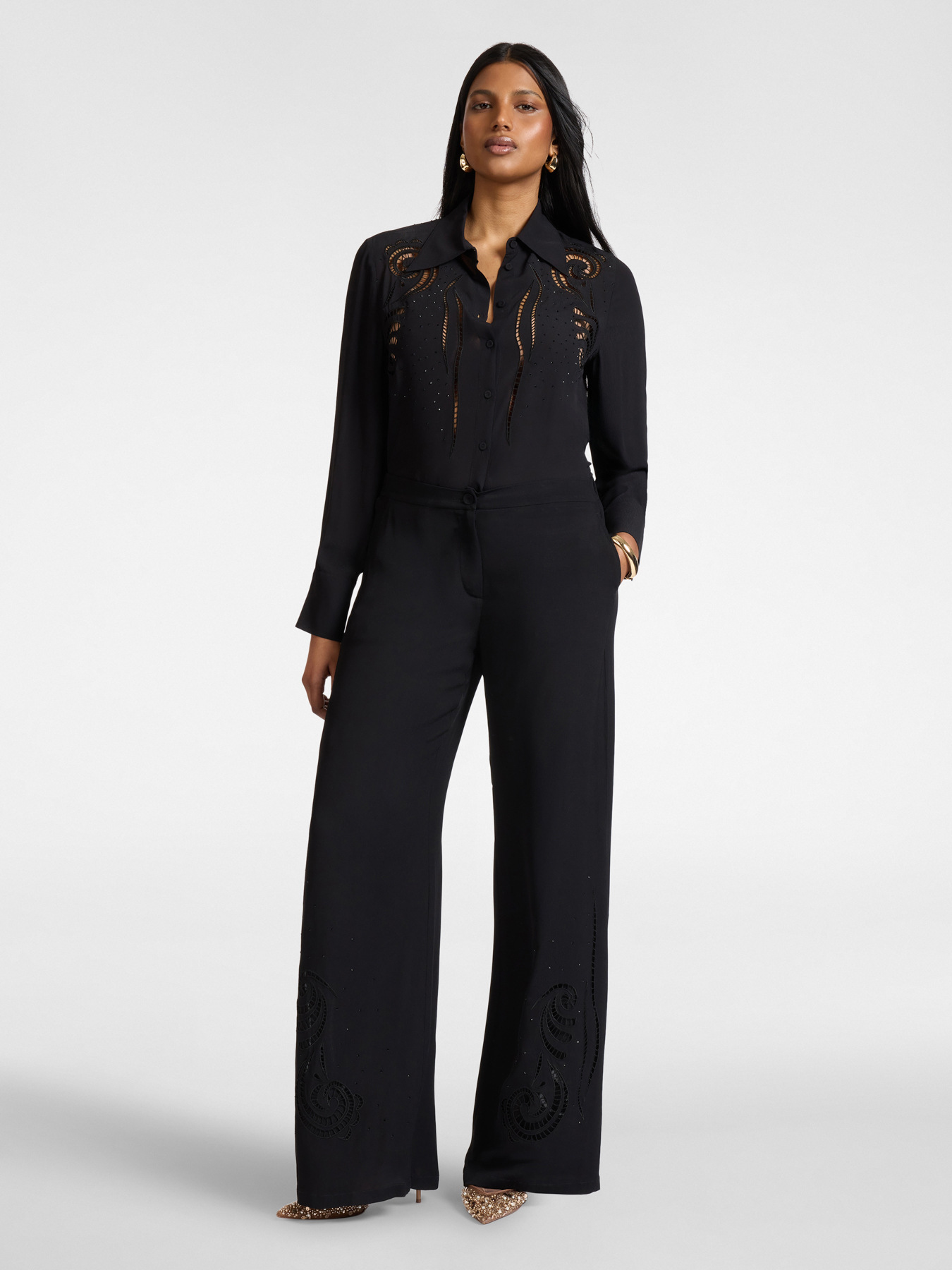 Viscose shirt with openwork embroidery image number 2