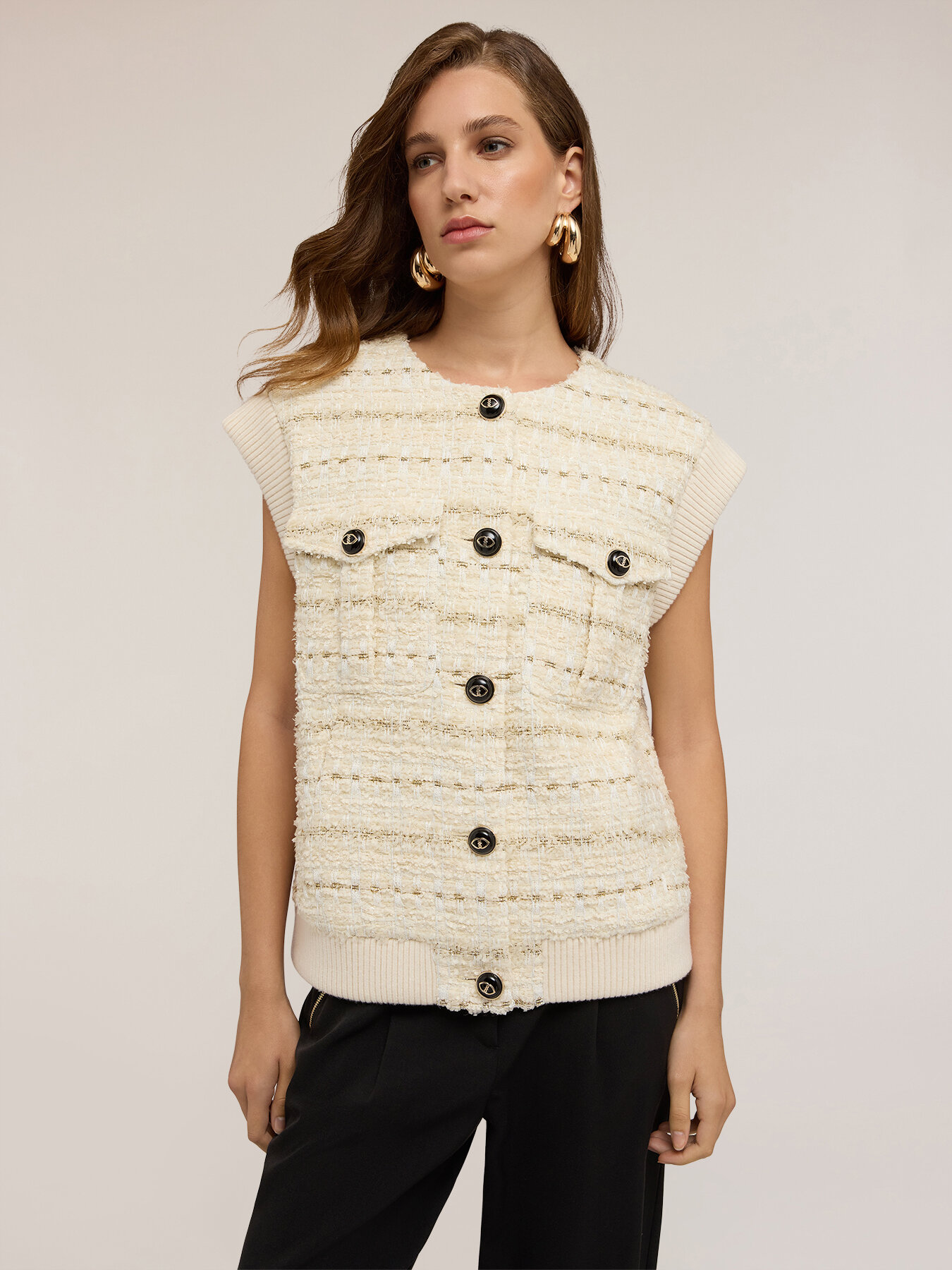 Boucl&eacute; fabric vest image number 0