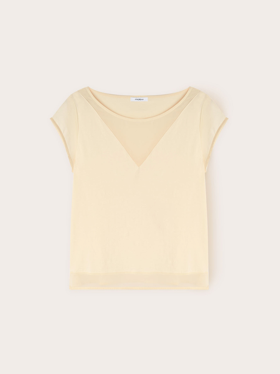 Jersey t-shirt with georgette inserts