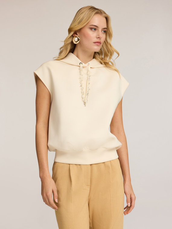 Ärmelloses Sweatshirt mit Schmuck-Kordelzug