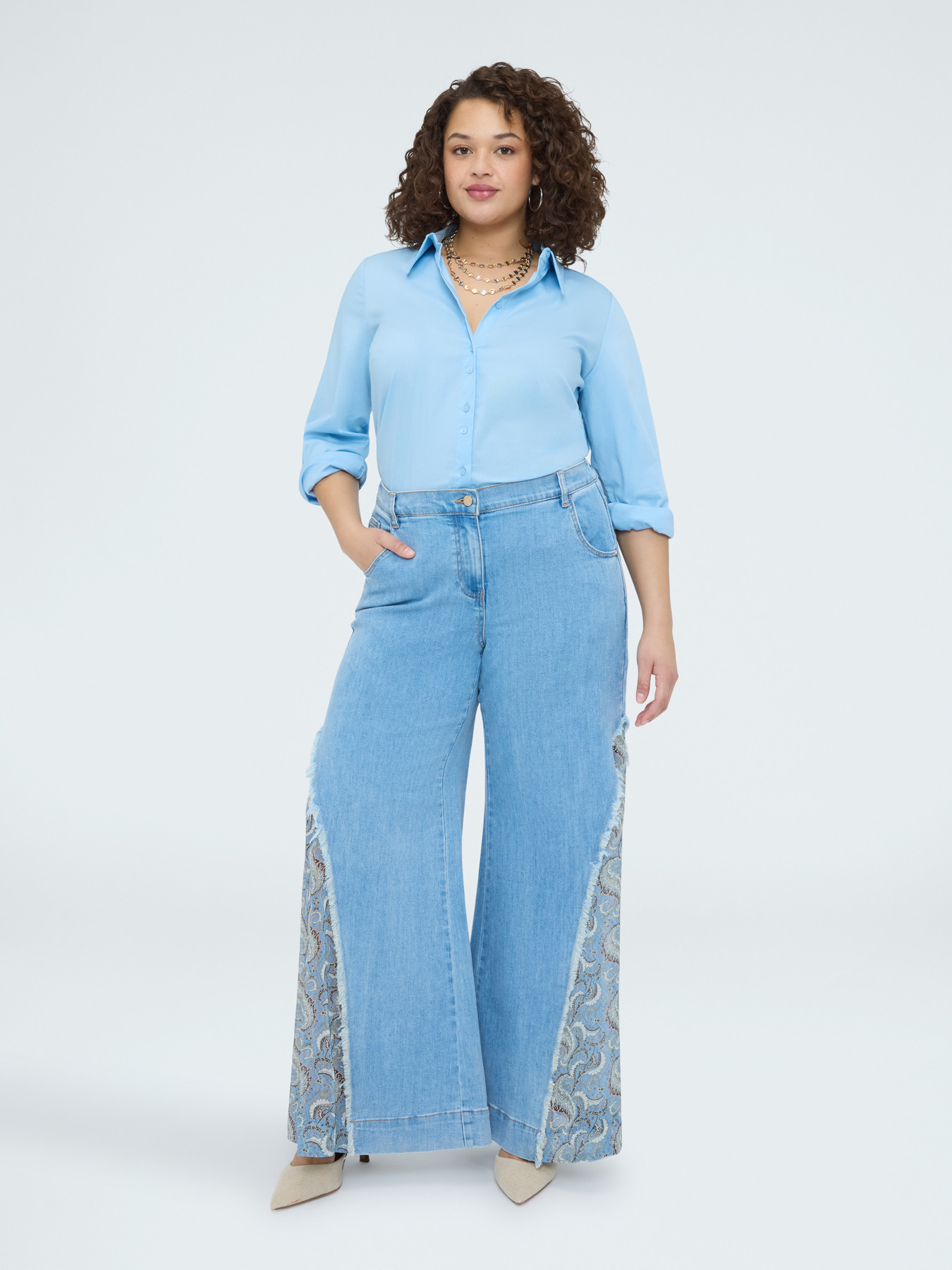 Jean Wide Leg avec insert bandana image number 3