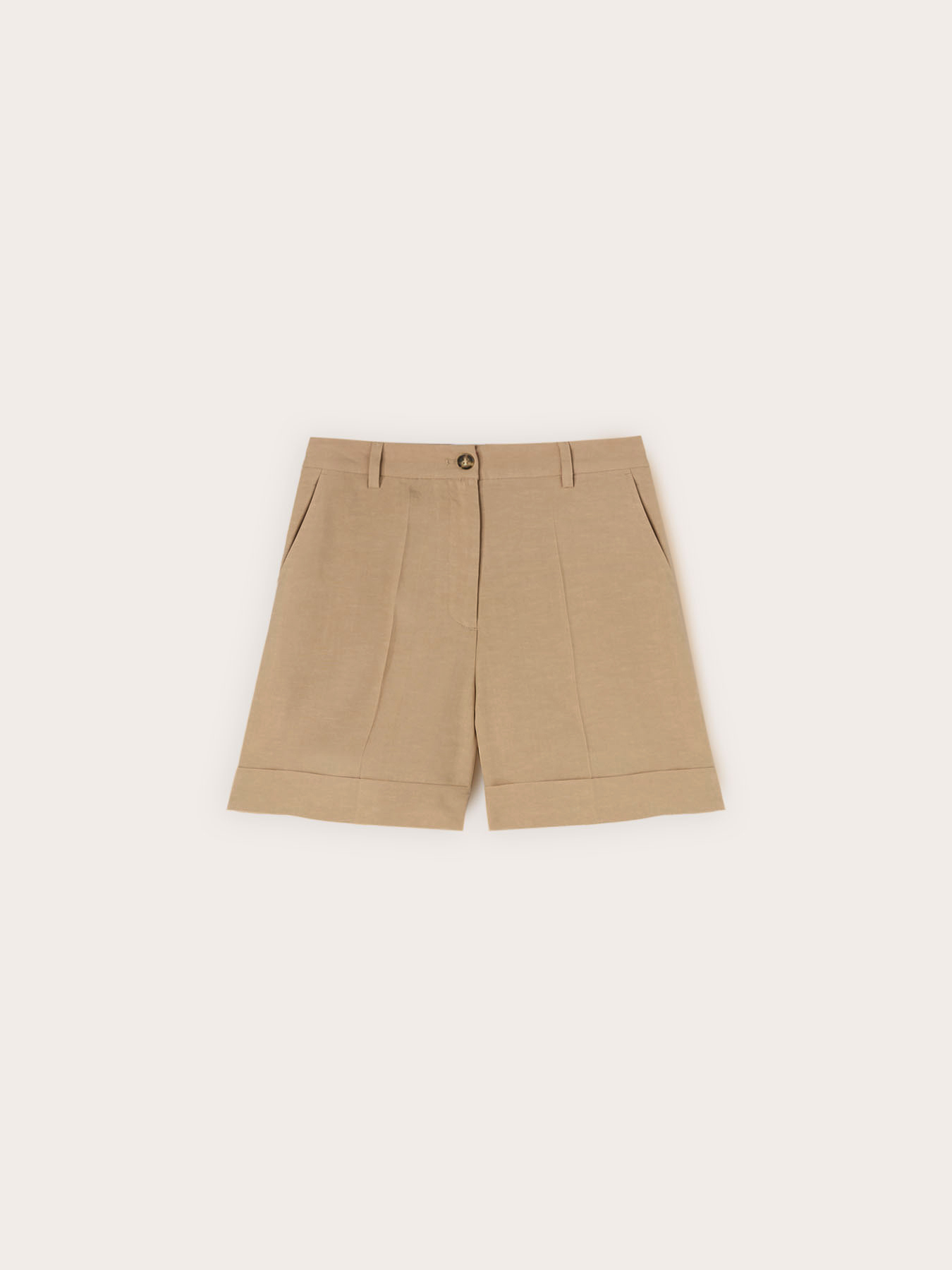 Shorts in misto lino con risvolto image number 4