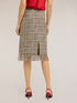 Boucl&eacute; pencil skirt with fringes image number 1