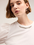 T-shirt with stones and puff sleeves image number 2