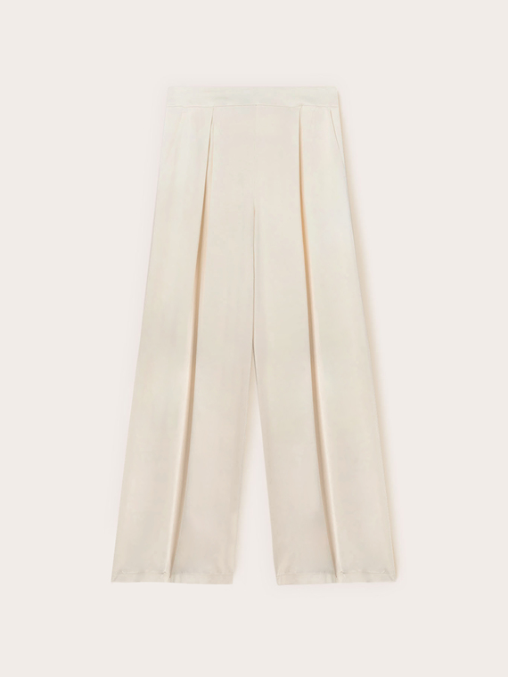 Pantaloni palazzo din satin de viscoză