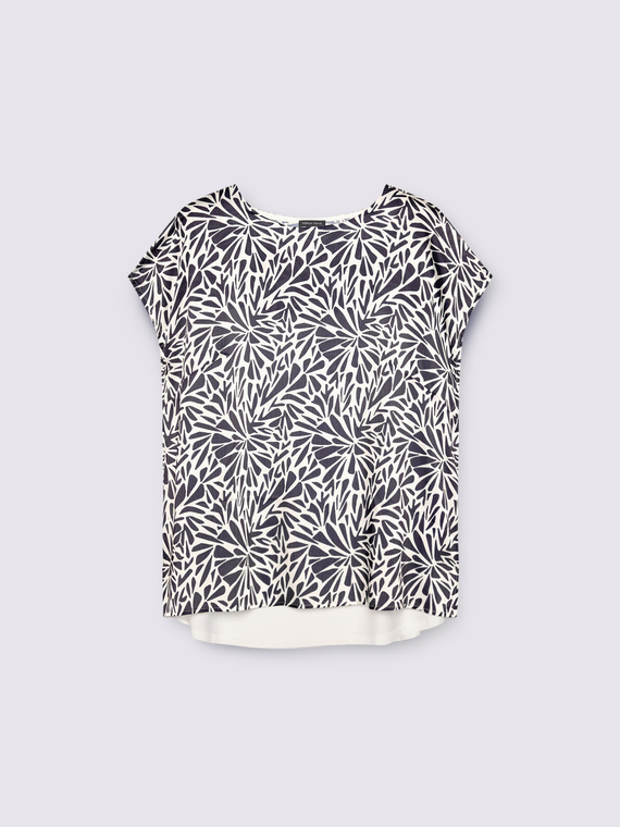 Camiseta bimatérica con estampado floral