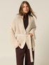 Mixed wool perforated cardigan with crystals and belt image number 0