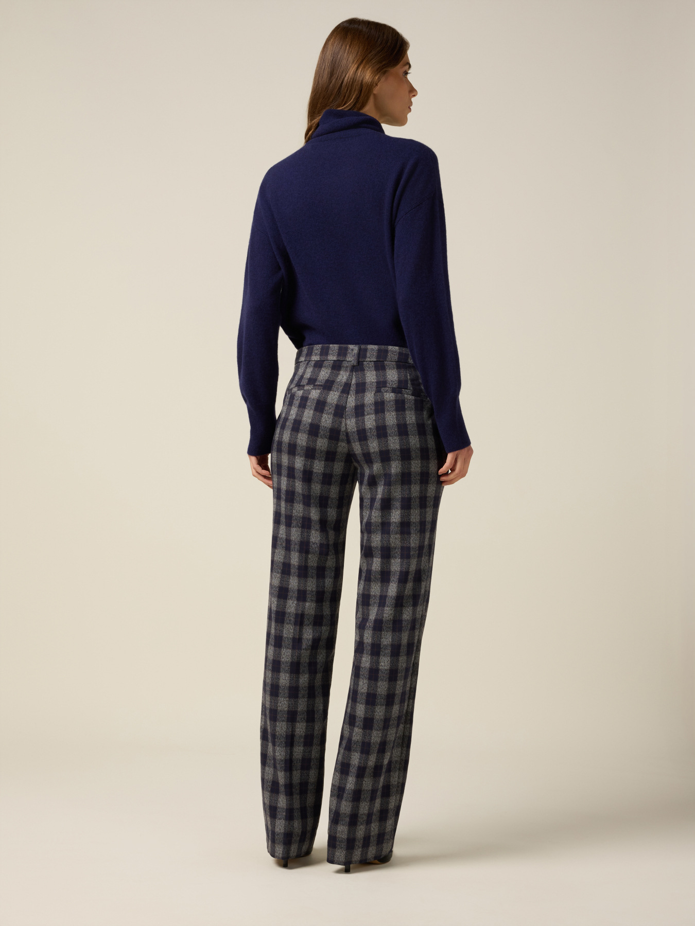 Pantaloni gamba dritta in flanella check image number 1