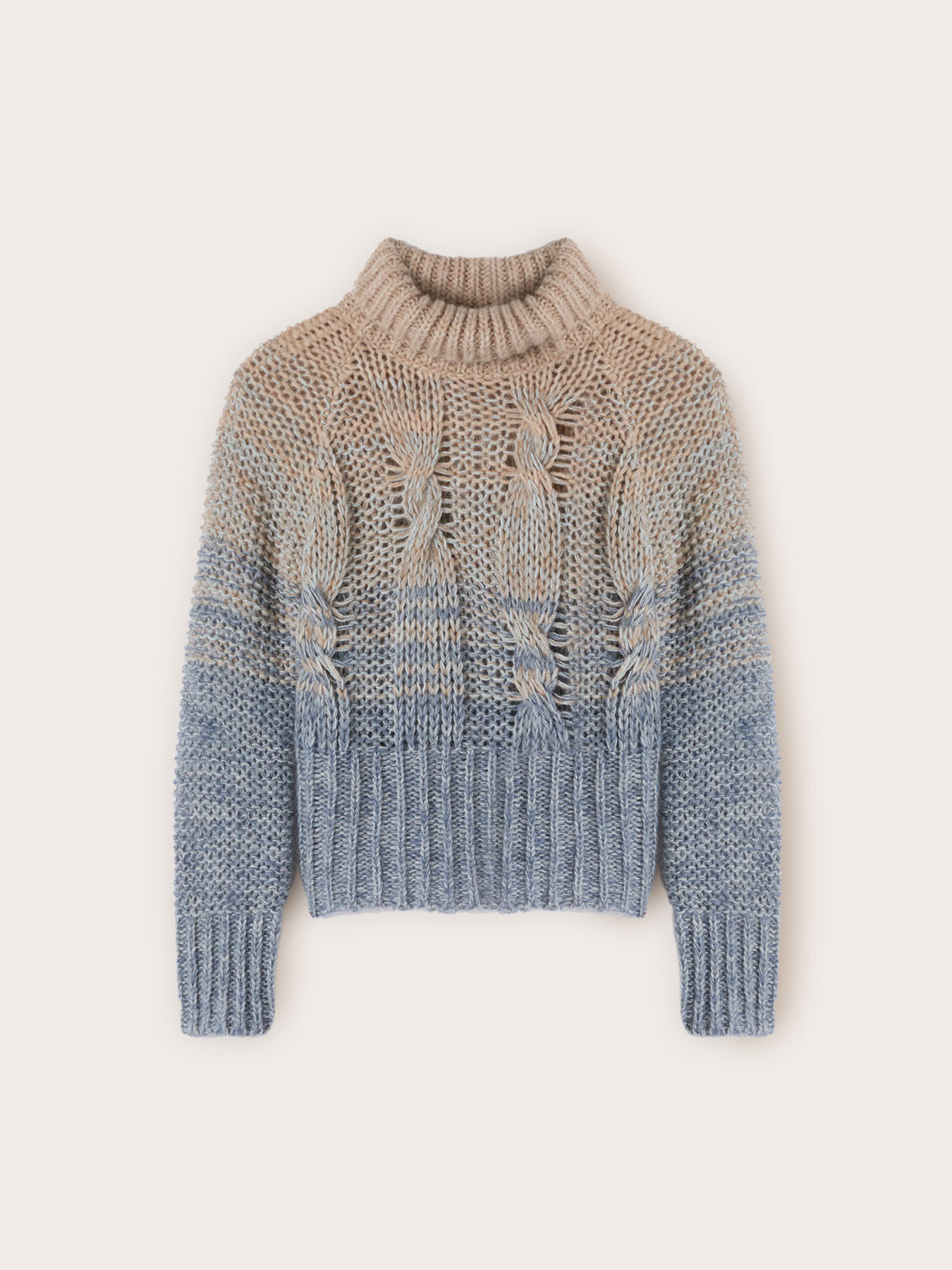 Maglia a trecce misto lana fantasia sfumata image number 4