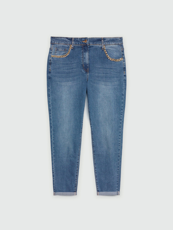 Jeans Girl-Fit mit Kettendetail