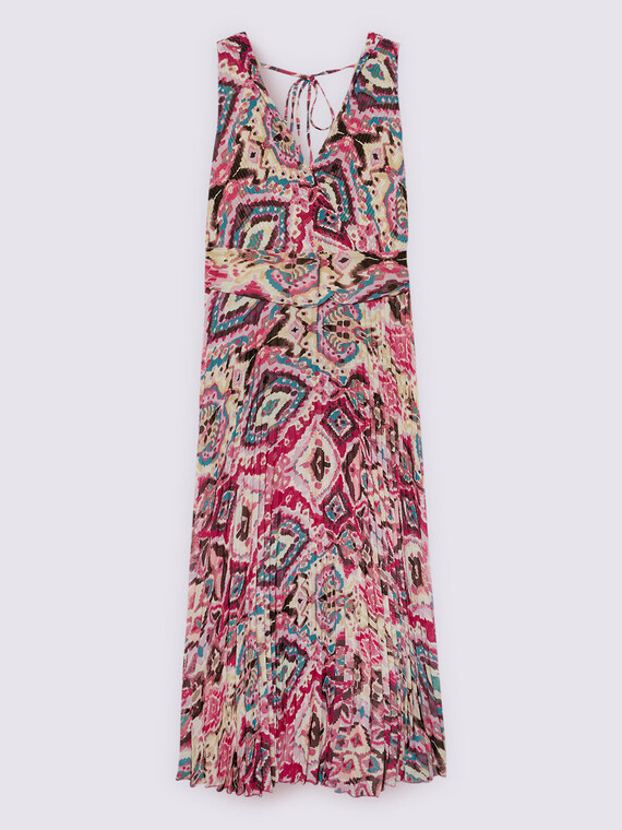 Long printed pleated dress