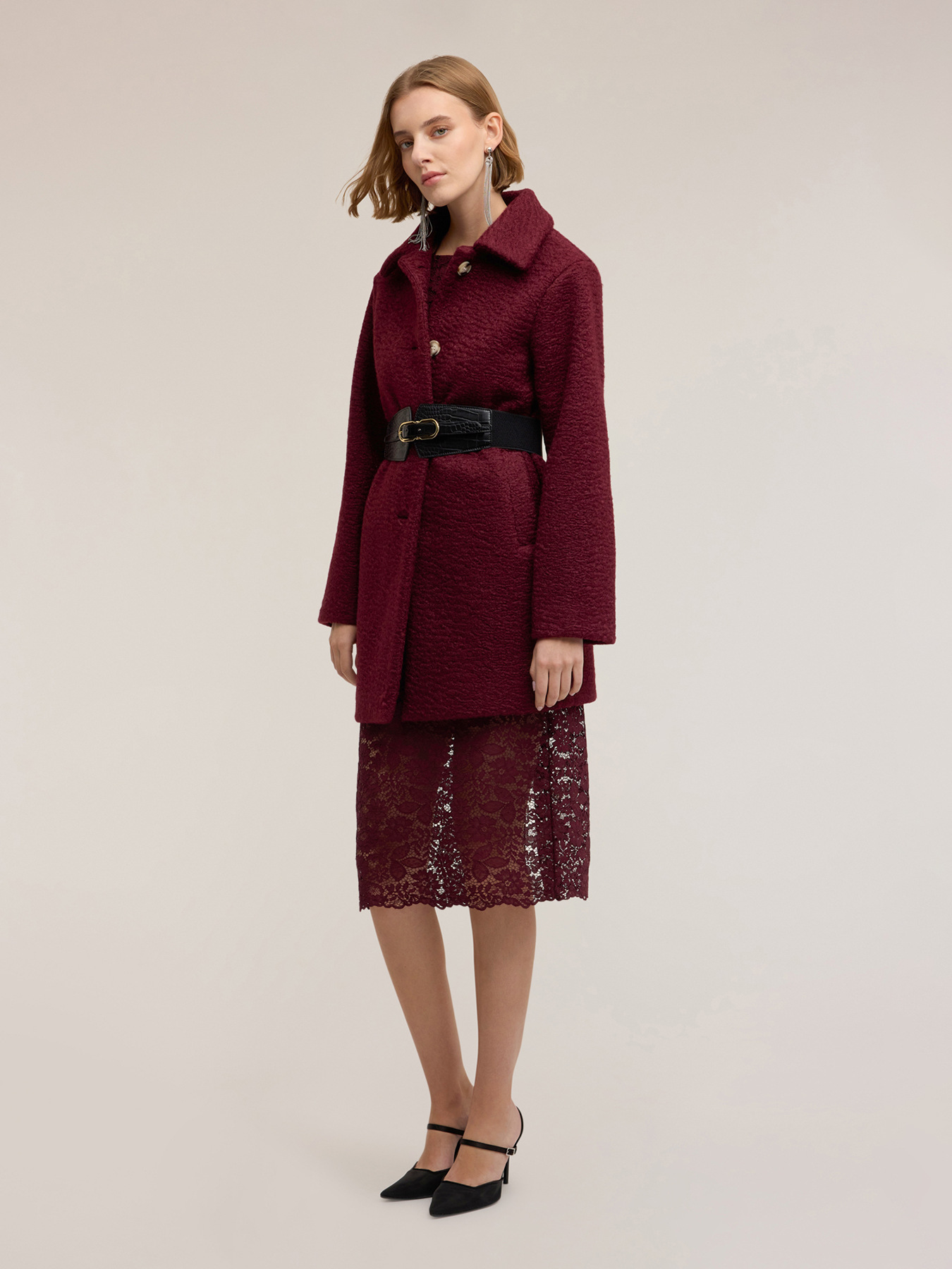 Bouclé wool coat image number 0
