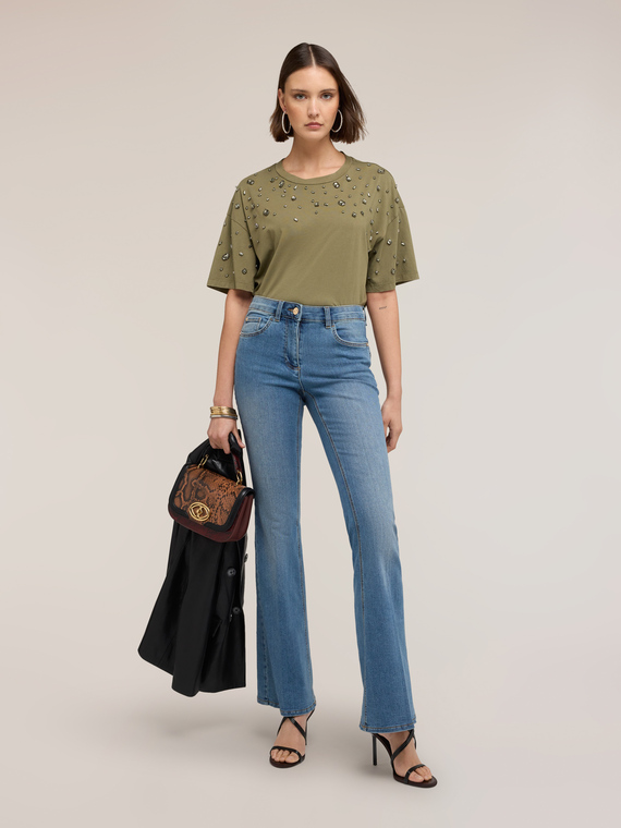 T-shirt avec applications bijou en pierres