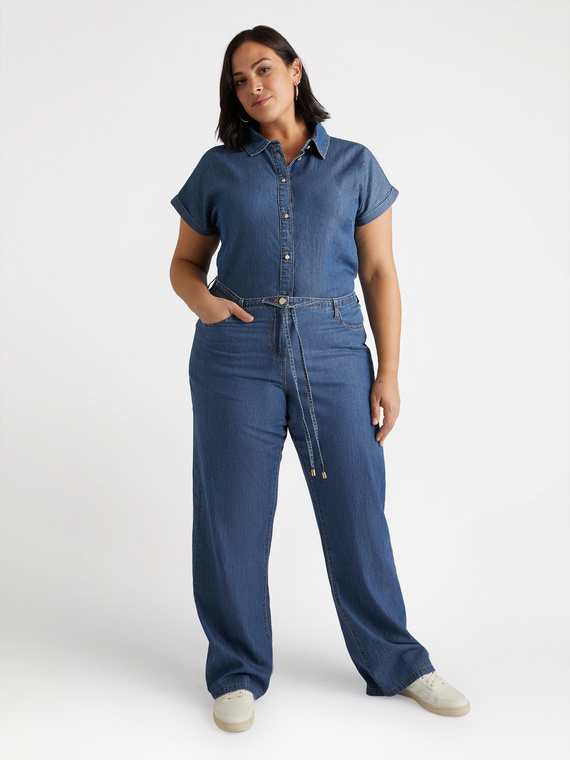 Palazzo-Jeans mit Schnürsenkeln in der Taille