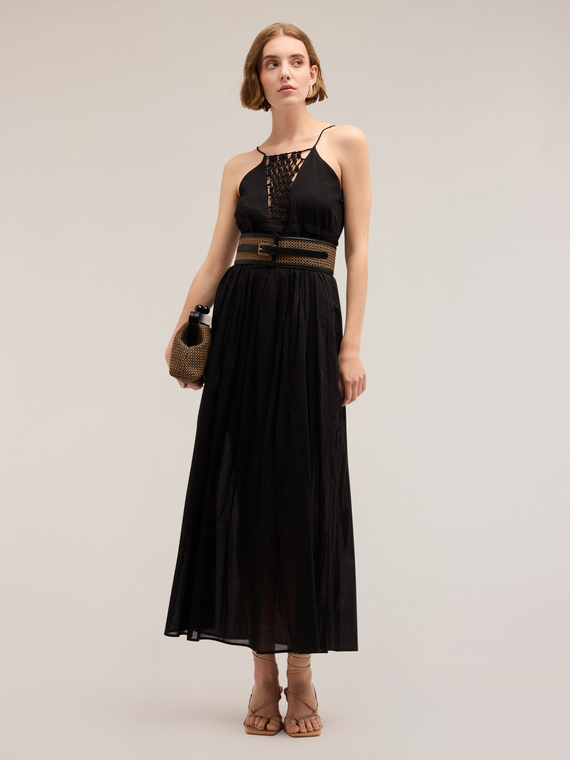 Long dress with embroidered insert