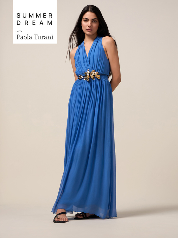 Long silk blend dress