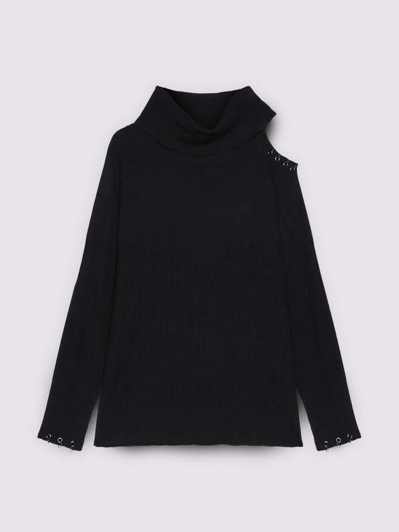 Maglia con dettaglio cut out e occhielli metallici