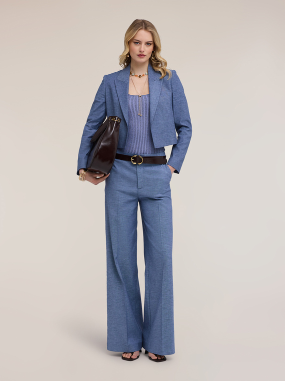 Wide-leg trousers in linen blend