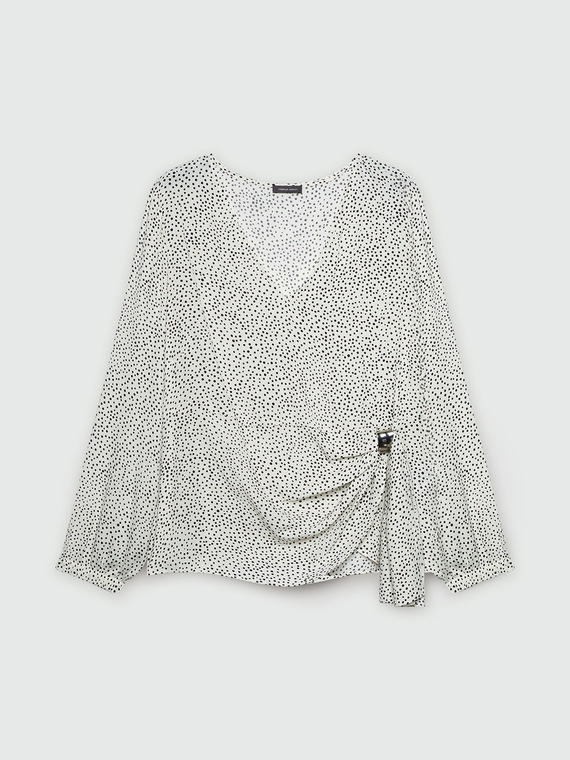 Bedruckte Bluse mit Falten an der Seite