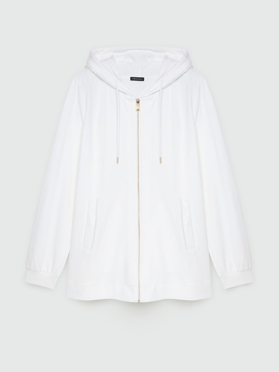Sweatshirt mit Bordüren aus besticktem Netz