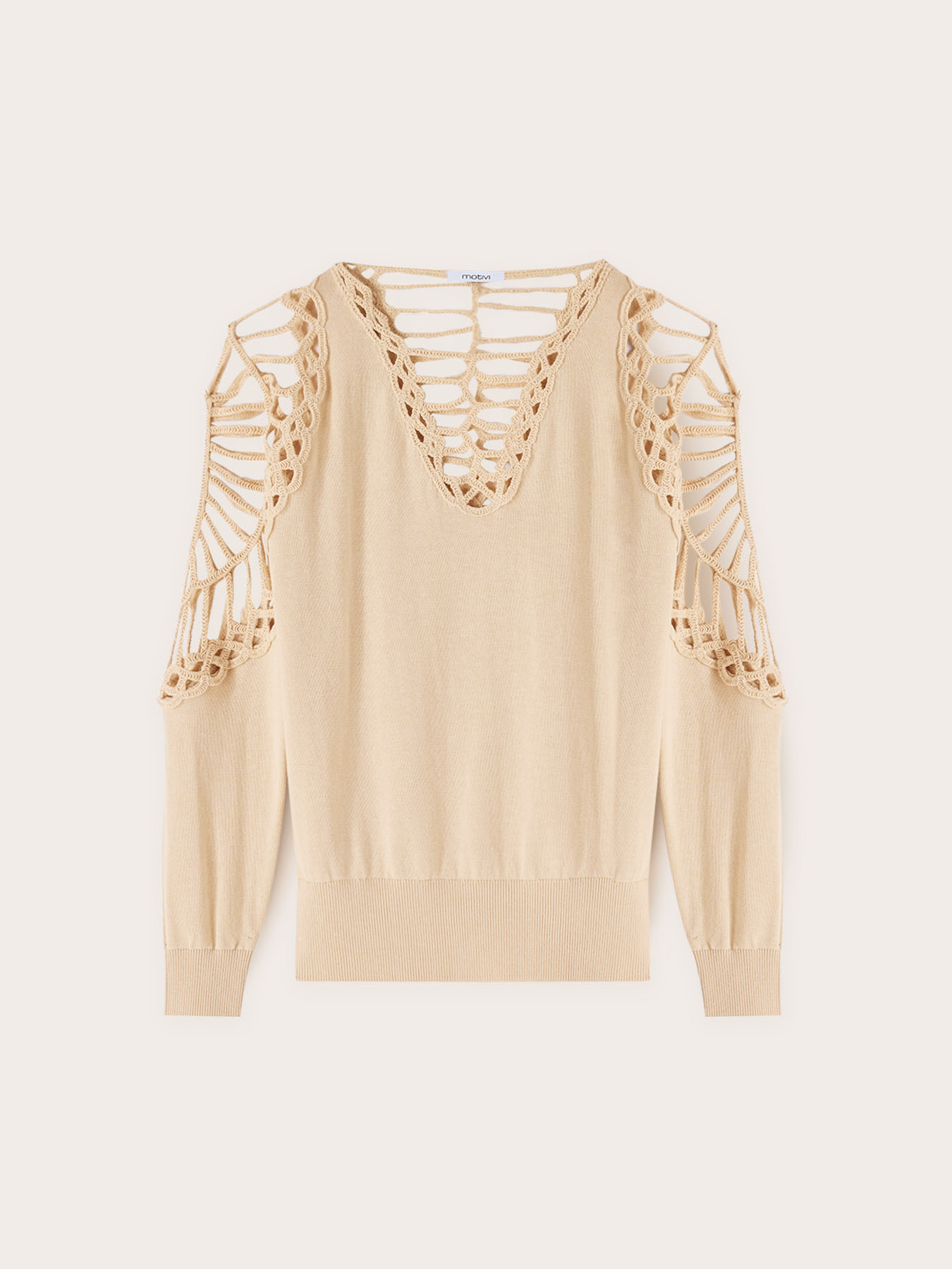 Maglia con inserti in macramé image number 4