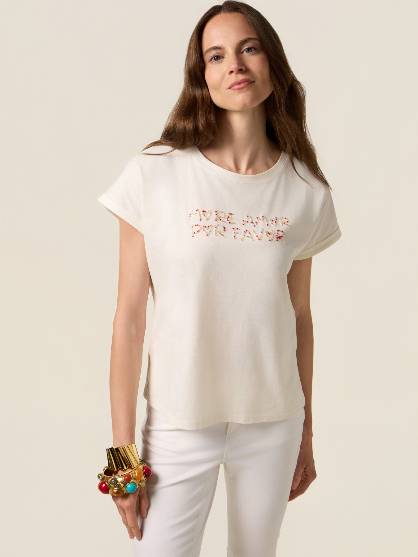 T-shirt con ricamo lettering image number 0