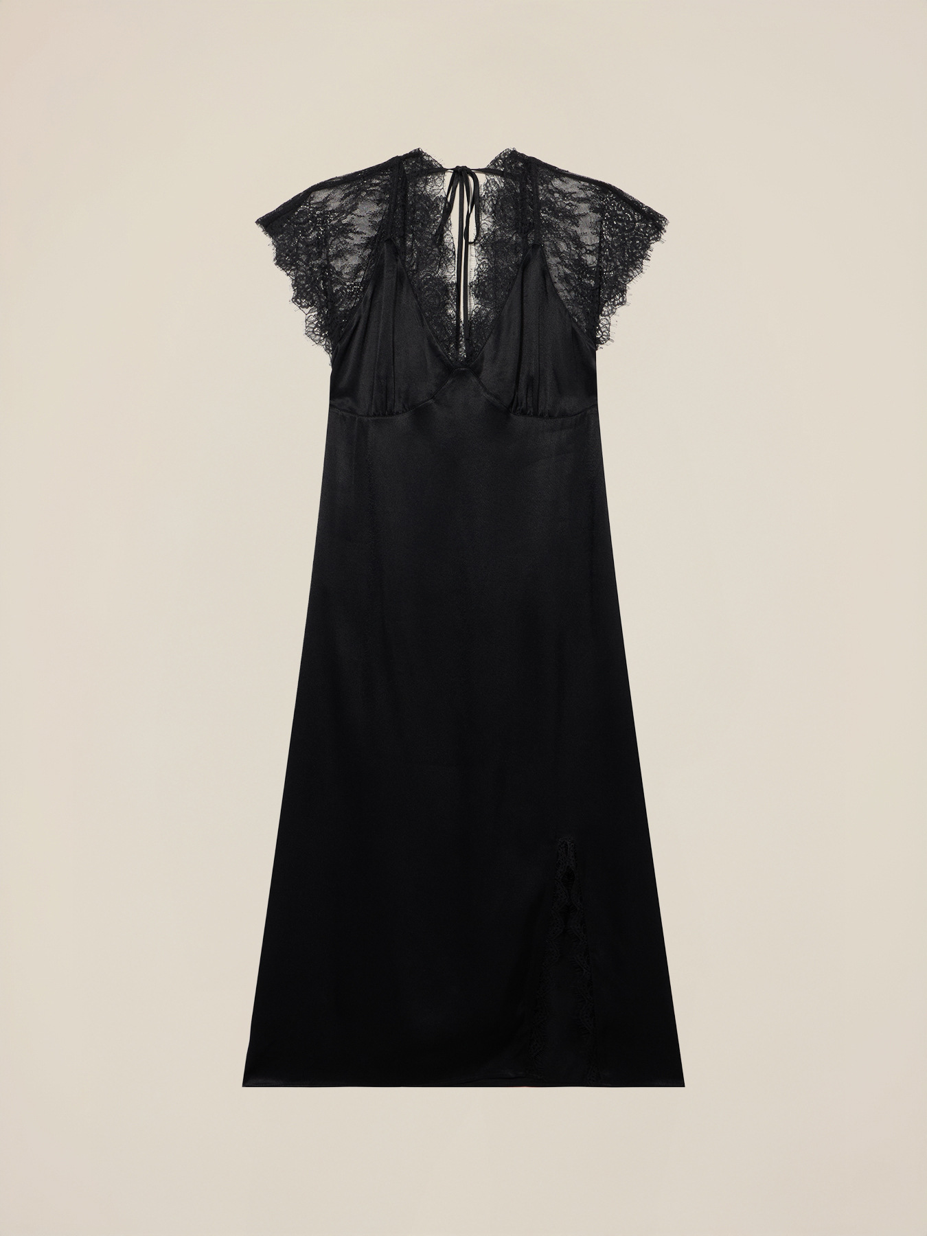 Vestito midi in raso con pizzo image number 3