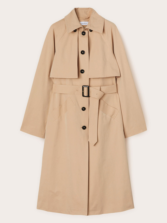 Single-breasted trench coat in technical fabric