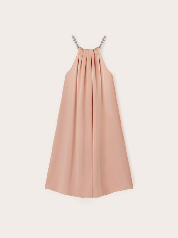Mini dress in raso con dettaglio collana