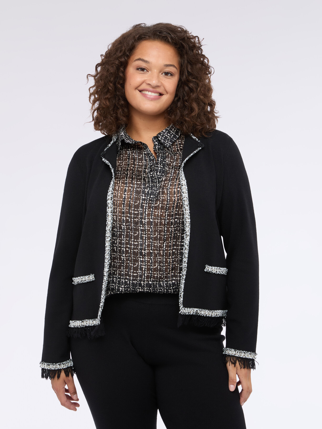 Cardigan con frange image number 2