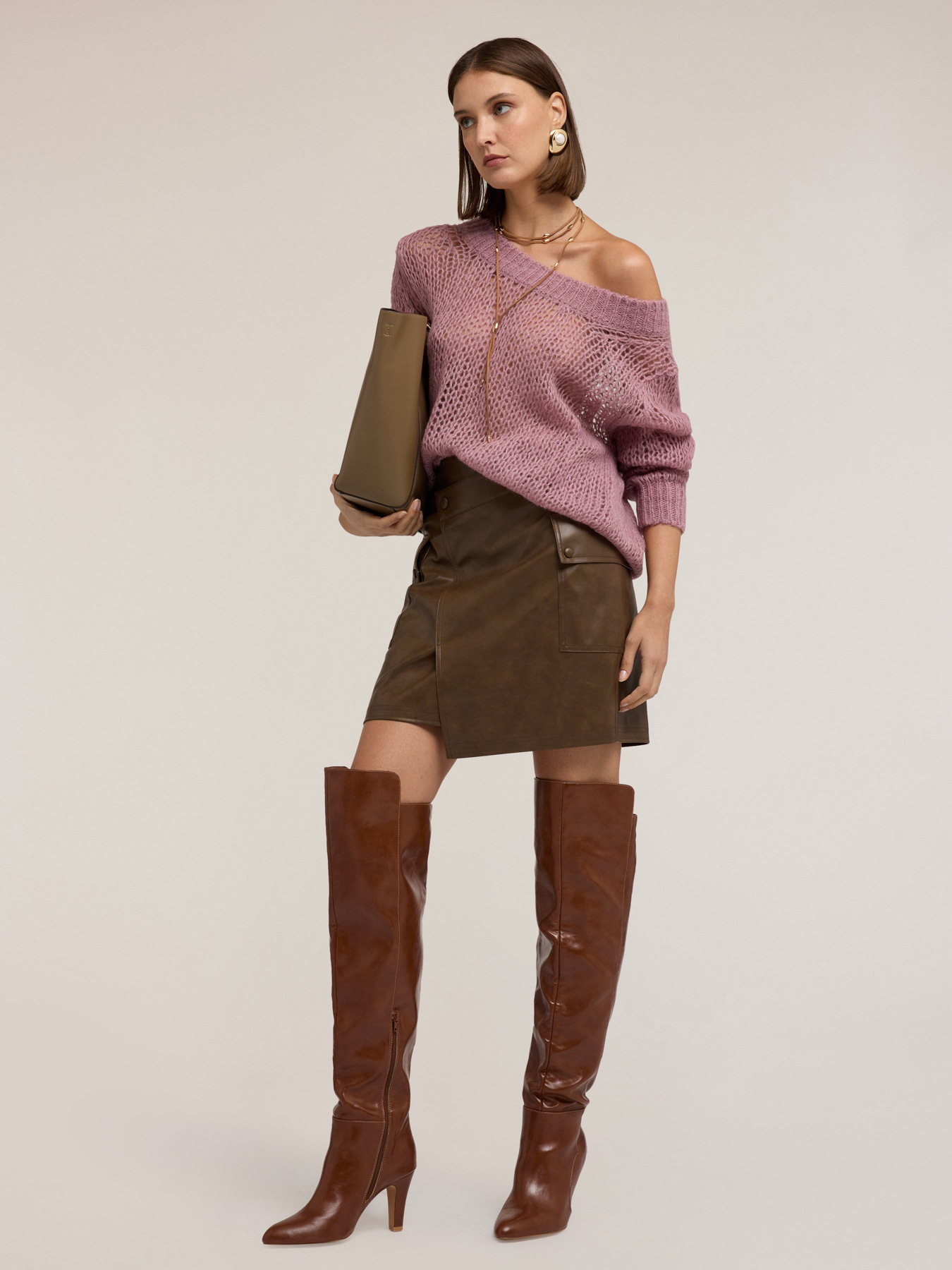Pulover oversize perforat din mohair image number 0