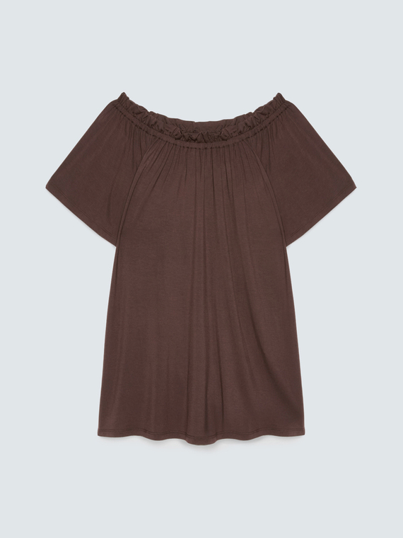 Off-Shoulder-T-Shirt aus Viskose-Jersey