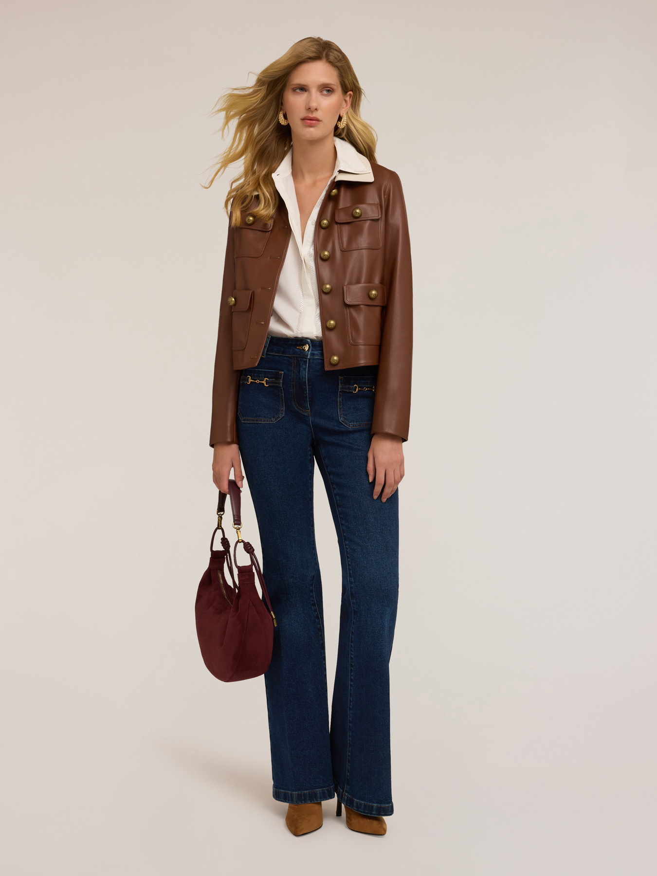 Flare jeans with metal toggles image number 3