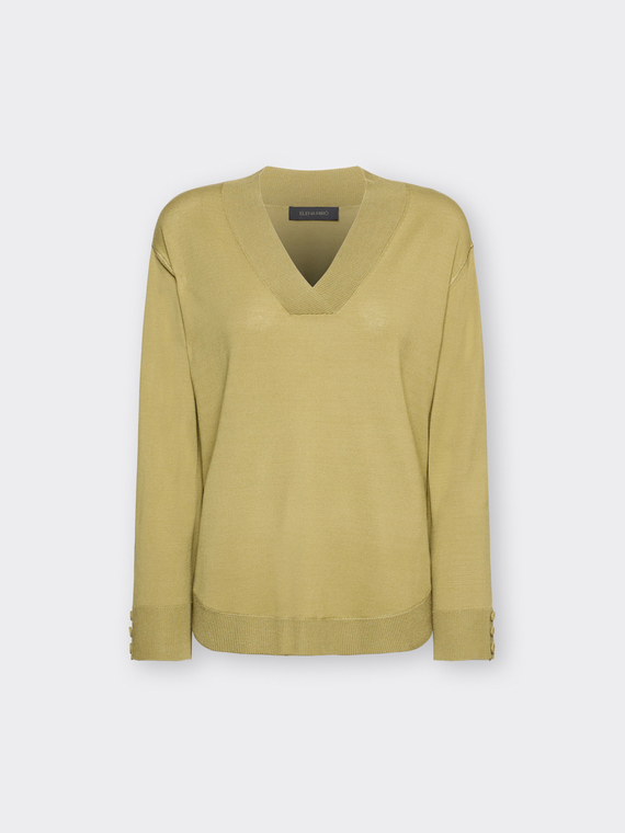 Maglia con scollo a V misto viscosa