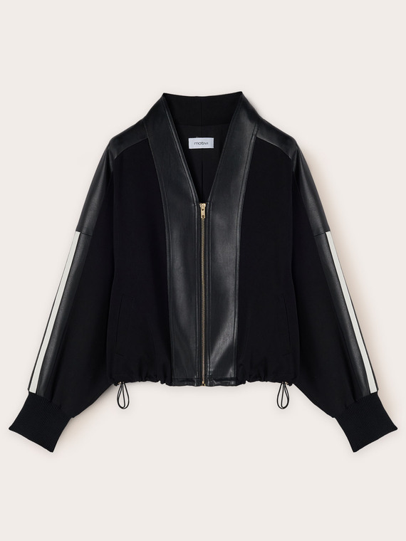 Bomber bimaterial con bandas laterales