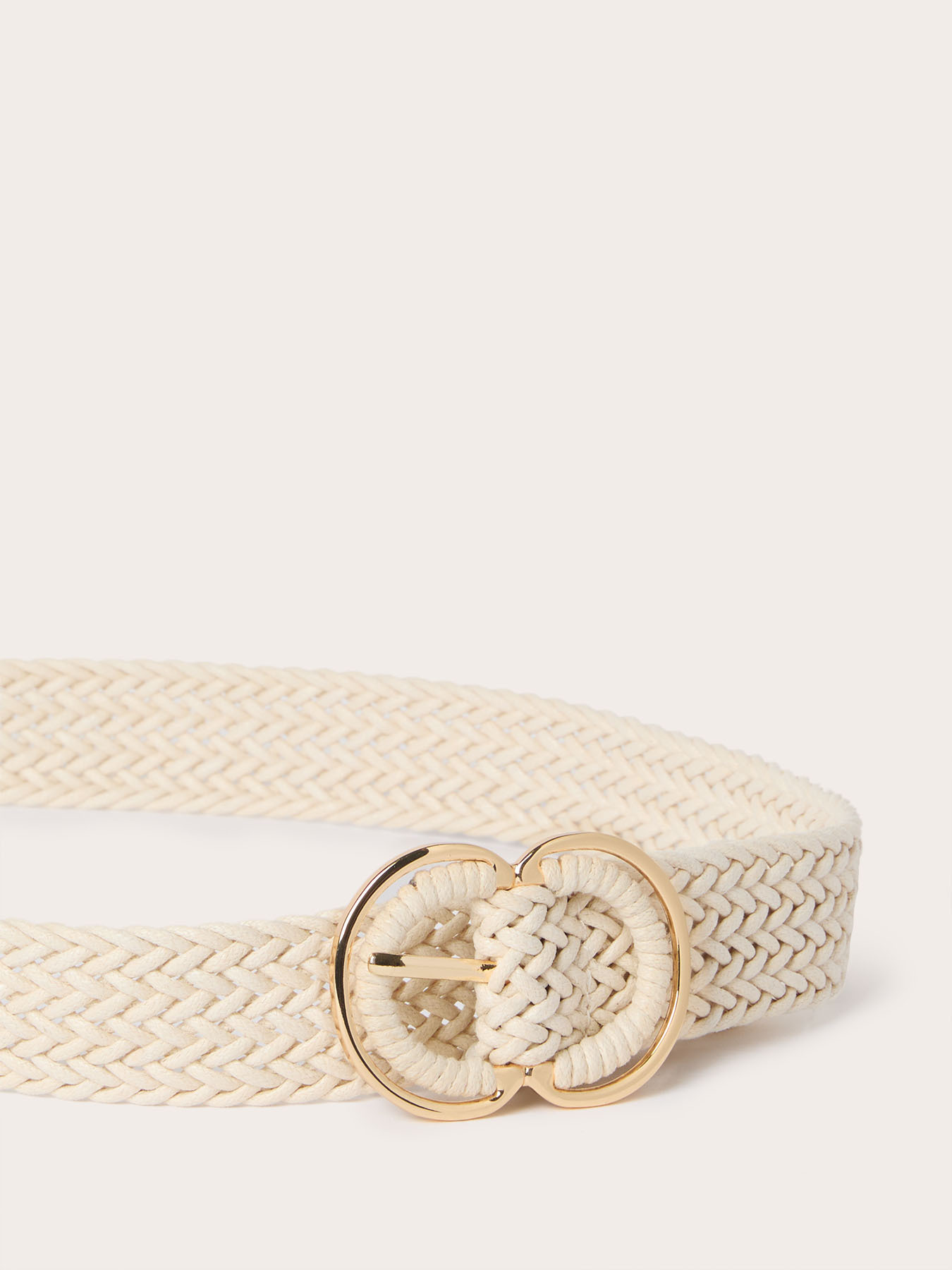 Woven fabric belt with double buckle image number 2