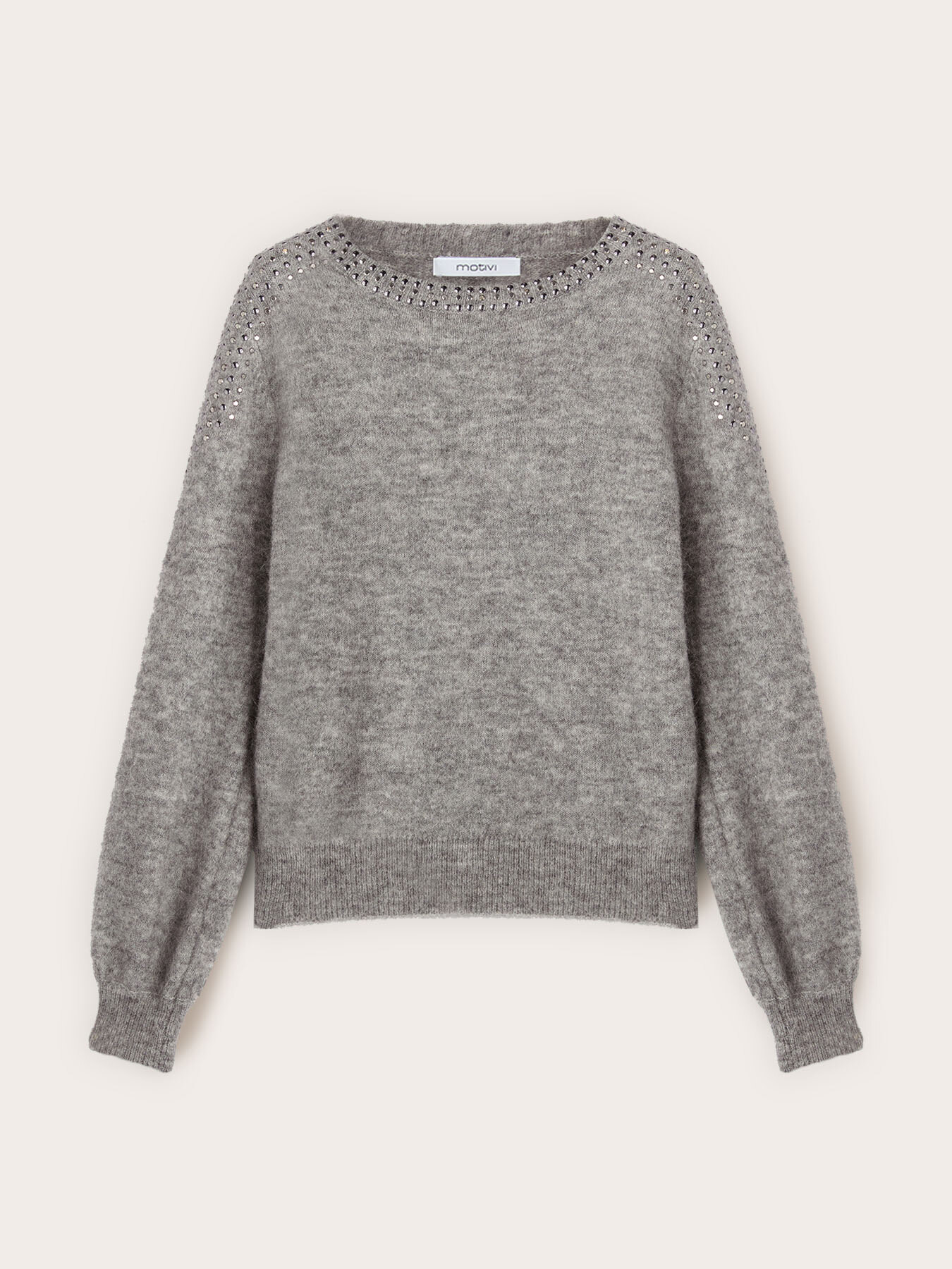 Rundhals-Pullover aus Mohair mit Nieten image number 4