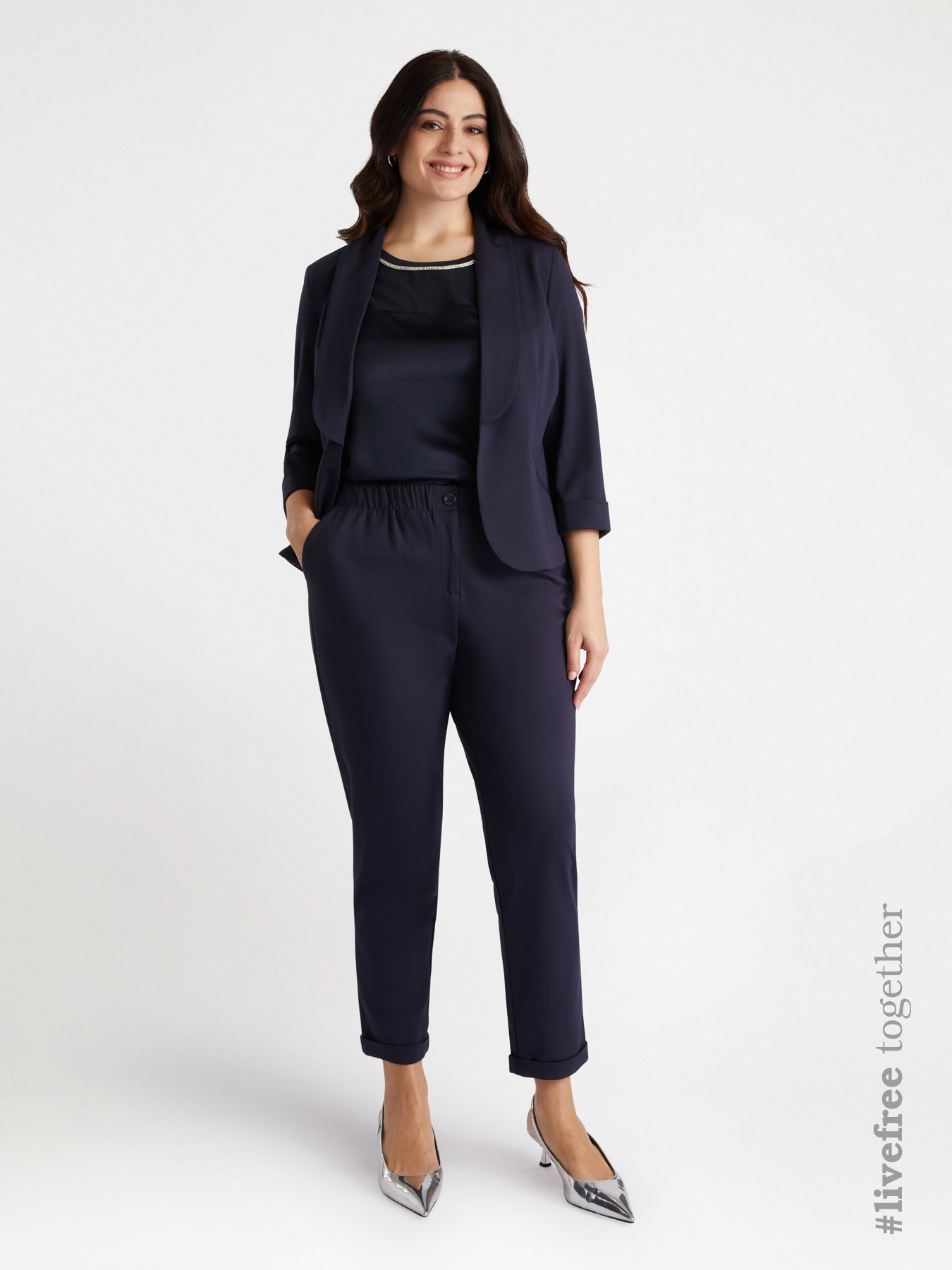 Carrot fit trousers in Milano knit fabric image number 0