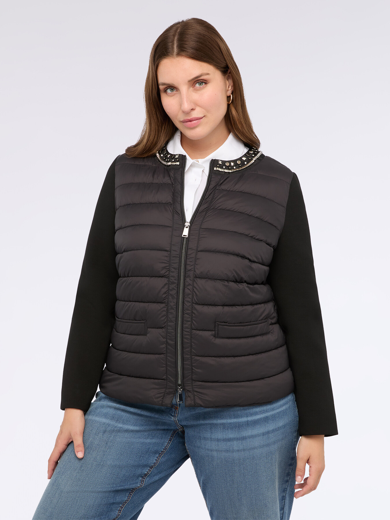 Zweistoffige Daunenjacke mit Schmuckdetail und Sorona® Aura-Füllung image number 0