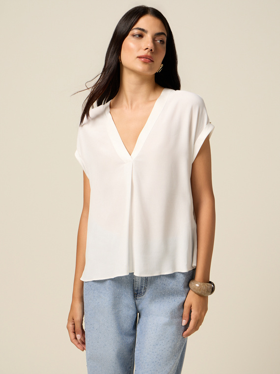 Blusa scollo a V in viscosa