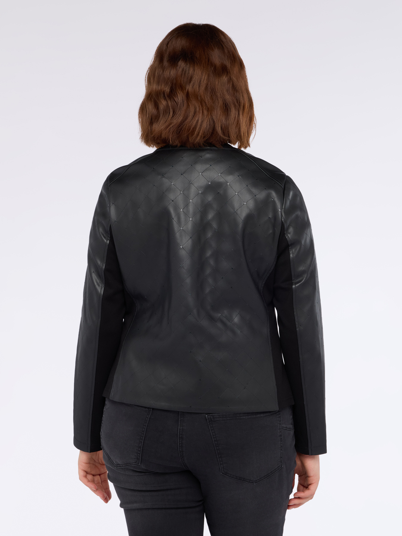 Giacca biker con punti luce e parti in tessuto stretch image number 1