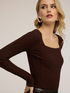 Ribbed knit top with square neckline image number 0