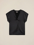 Two-material V-neck T-shirt image number 3